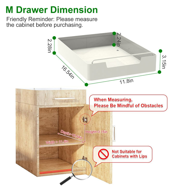 2Pcs Pull Out Cabinet Organizers Sliding Shelf Spice Rack Carbon Steel Roll Out Drawers Fixed With Adhesive Nano Film With Handle 55LBS Max Load
