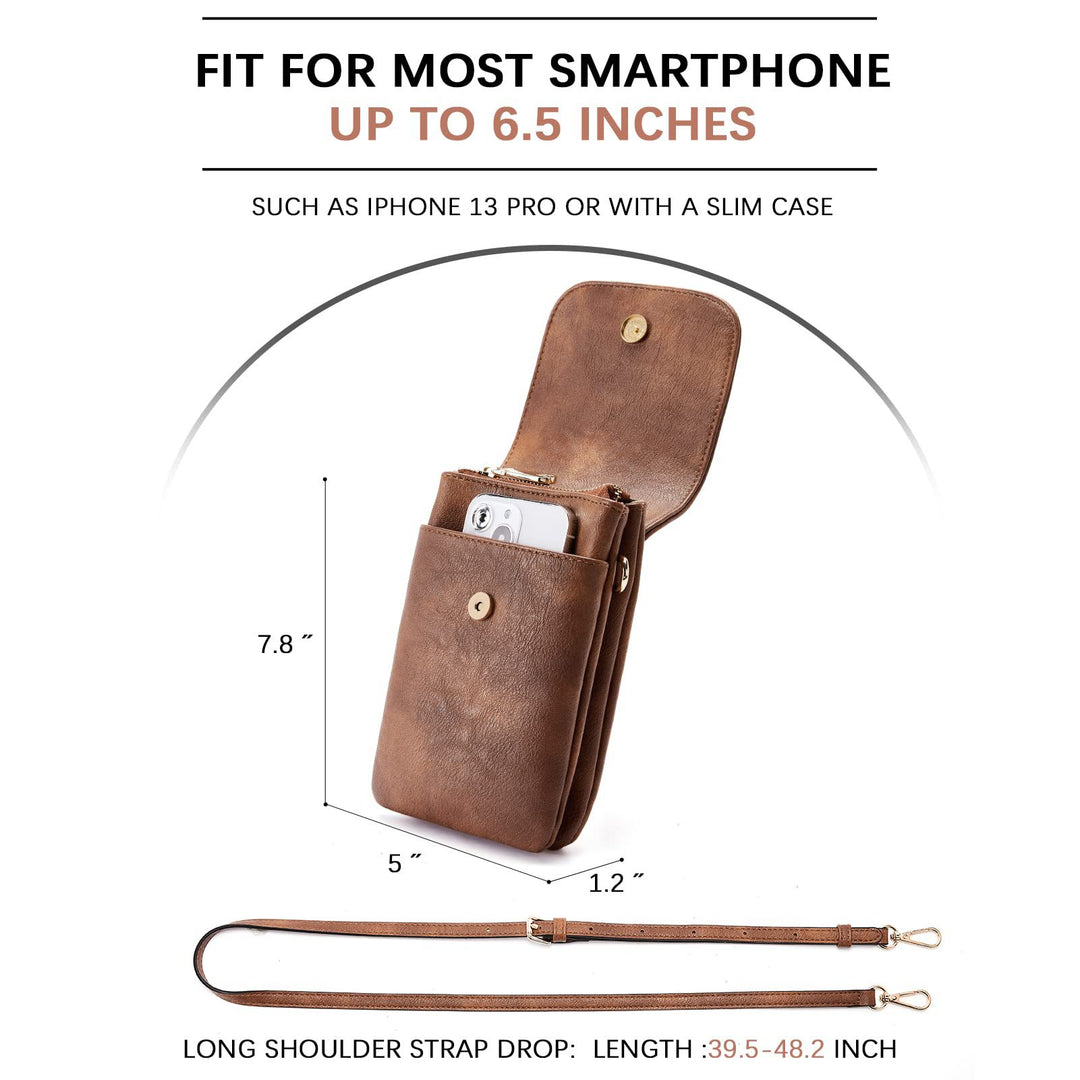 Mini PU Leather Phone Crossbody Bag – Multi-Compartment Wallet Shoulder Bag