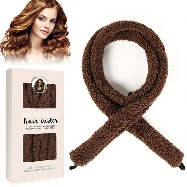Satin Heatless Hair Curler — Overnight DIY Soft Wave Curls for All Hair Types (Brown)