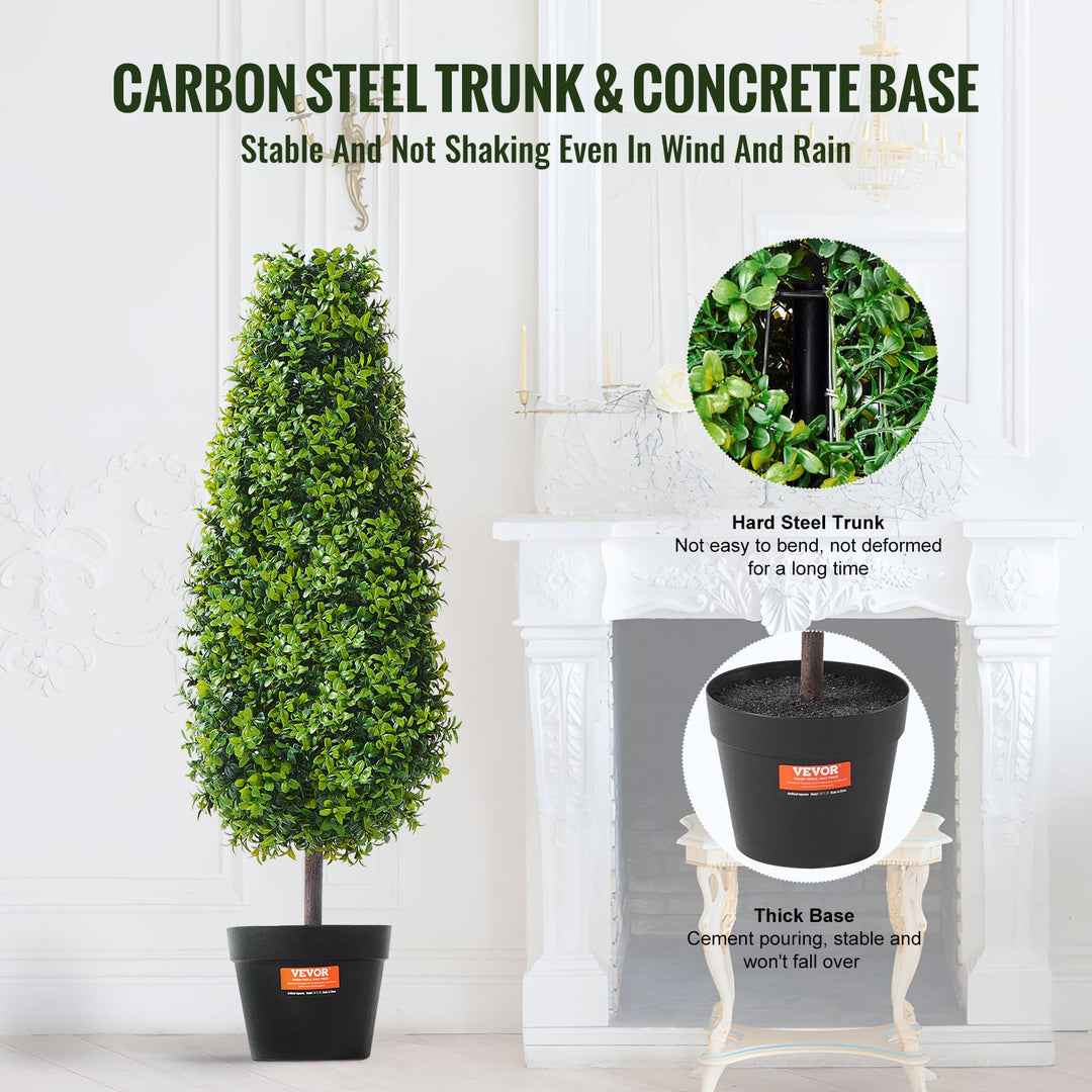 Artificial Boxwood Topiary Trees — 36in Set of 2, UV-Rated Greenery with Extra Leaves, Pot & Decoration, Indoor/Outdoor
