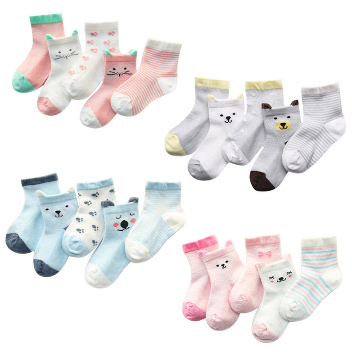 5-Pack Children's Breathable Cotton Summer Socks — Soft Colourful Socks for Boys & Girls (Multiple Sizes)
