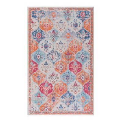 LOOM LUXE 5×8 ft Washable Area Rug — Low-Pile, Non-Slip, Non-Shedding, Foldable, Kid & Pet Friendly (Black / Cream)