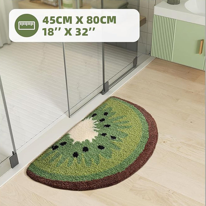 Kiwi Fruit Bathroom Rug — Cute Highly Absorbent Non-Slip Bath Mat with Kiwi Print (Green)
