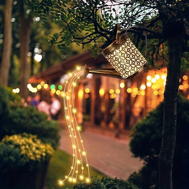 2-Pack LED Watering Can Solar String Lights Outdoor Solar Decorative Lights