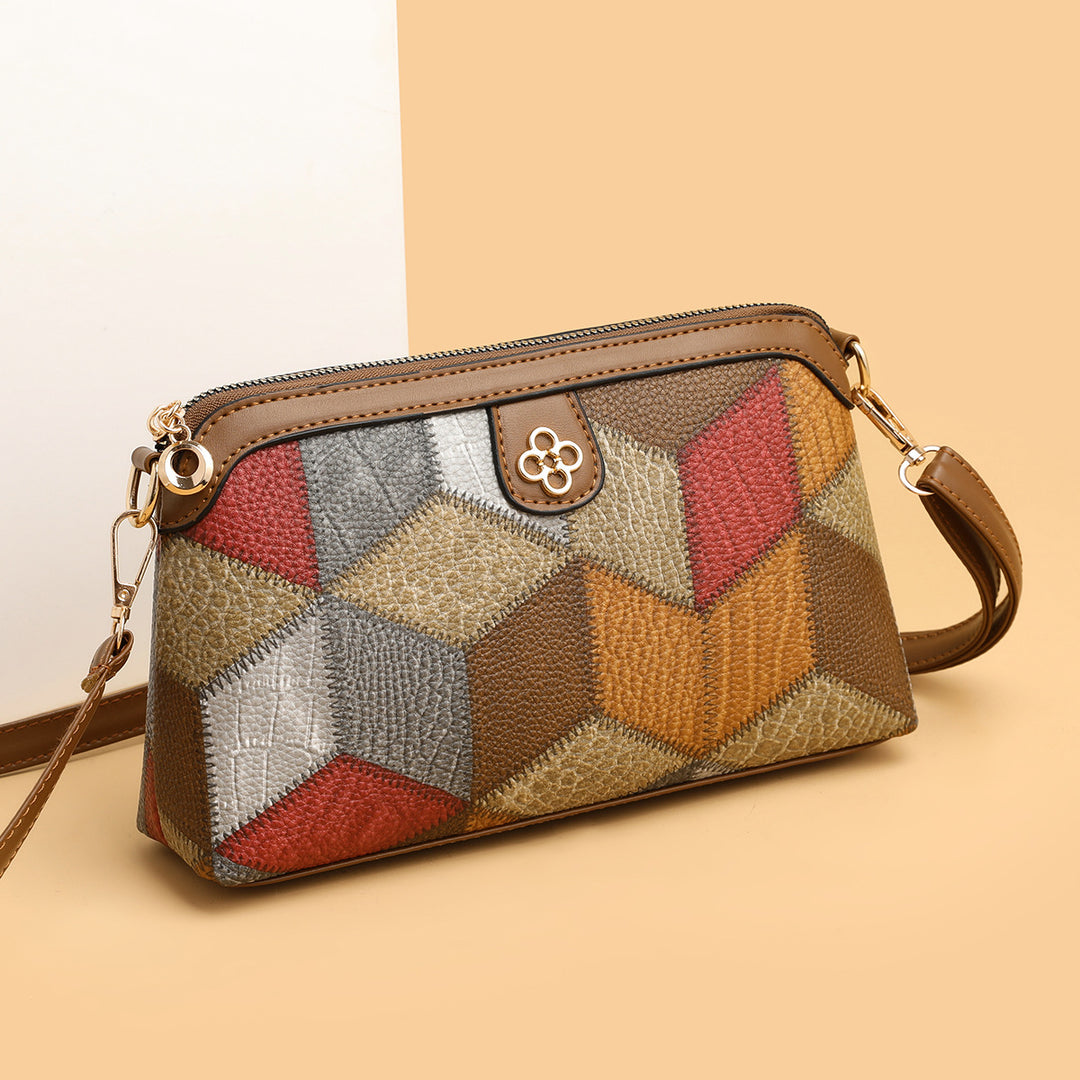 Bohemian Retro Crossbody Bag – Ethnic Contrast Stitch Shoulder Bag
