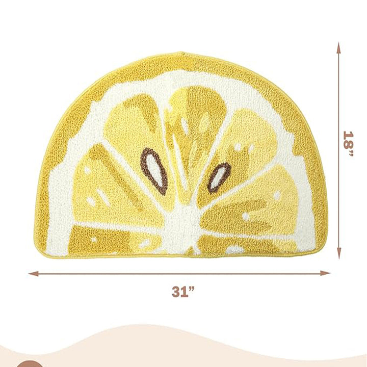 Lemon Fruit Bathroom Rug — Cute Absorbent Non-Slip Bath Mat with Lemon Print (Yellow)