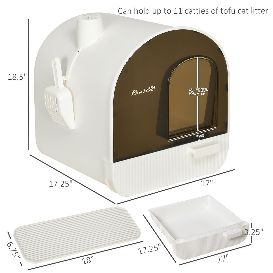 Hooded Cat Litter Box with Slide-Out Tray & Odor Filter