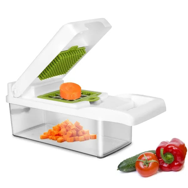 12-in-1 Vegetable Chopper with Container — Kitchen Food Slicer, Dicer & Grater Set