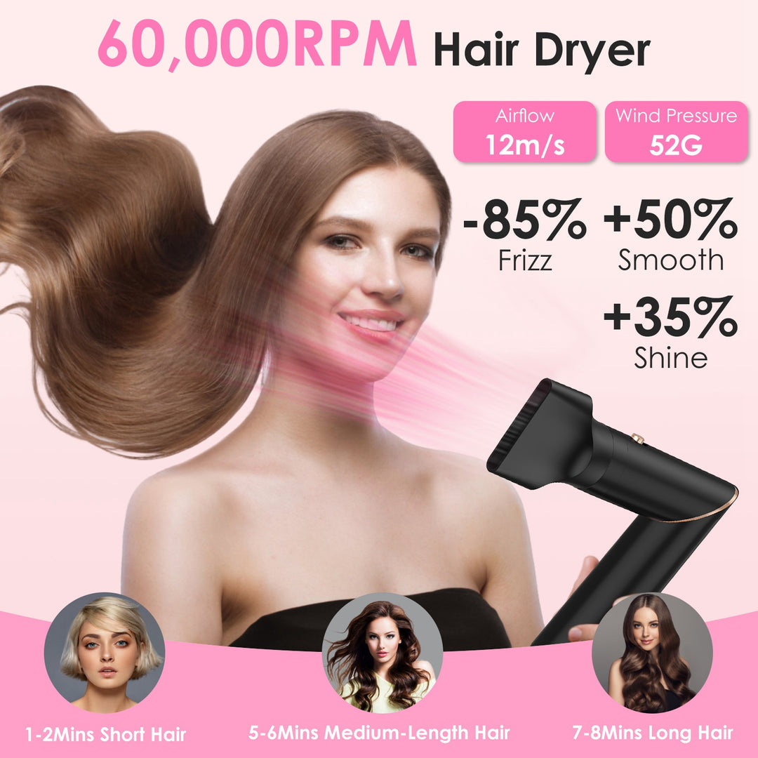5-in-1 Hot Air Styler — Straightener, Curler, Dryer & Auto-Wrap Brush Set, 3 Temp Settings