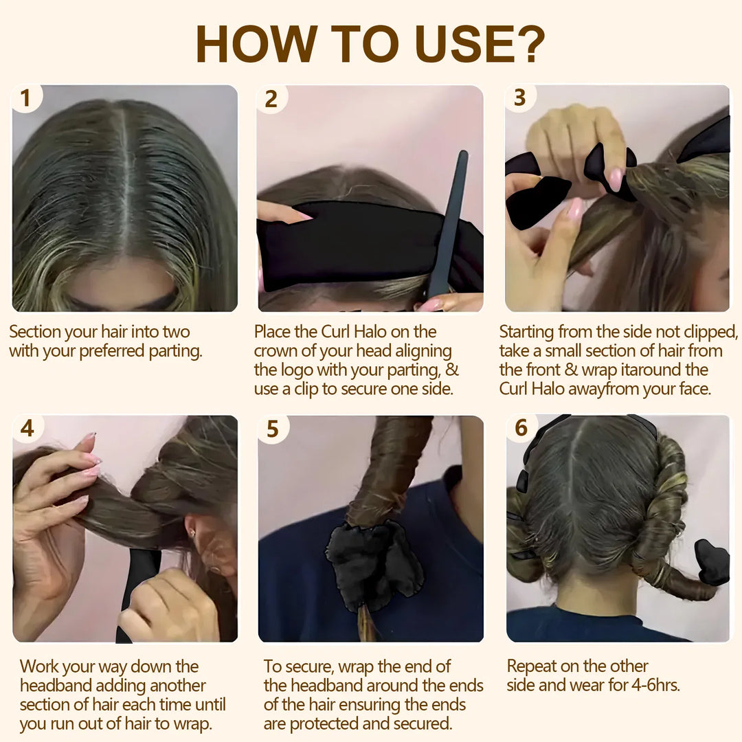 Satin Heatless Hair Curler — Overnight DIY Soft Wave Curls for All Hair Types (Black)