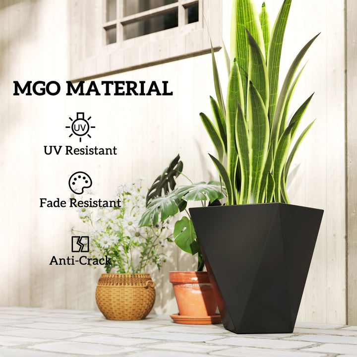 Set of 3 Stackable MgO Tall Planters — Premium Magnesium Oxide Flower Pots with Drainage Holes for Garden & Balcony (Black)