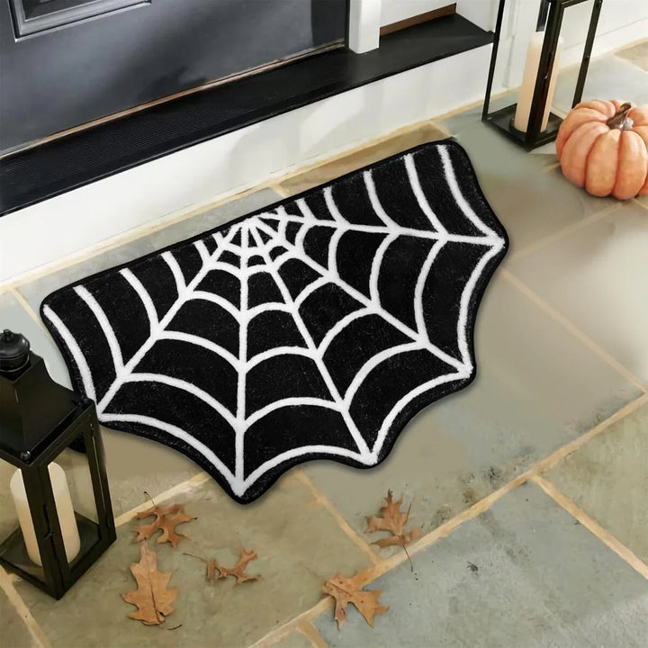Spider Web Bath Mat — 19.7×31.5 in Gothic Non-Slip Area Rug for Bedroom, Kitchen & Front Door, Machine Washable