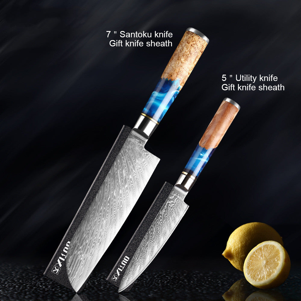 Professional Damascus Style Chef Knife Set – Premium Stainless Steel Kitchen Knives