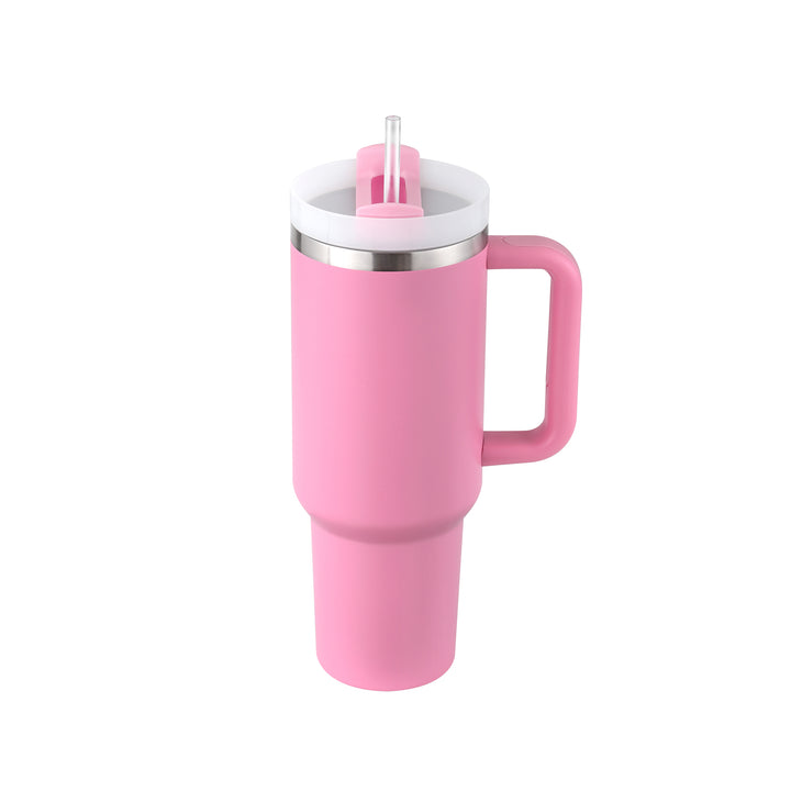 40 oz Insulated Tumbler with Handle & Straw — Stainless Steel Spill-Proof Vacuum Mug for Car, Gym, Office & Travel (30+ Colours)
