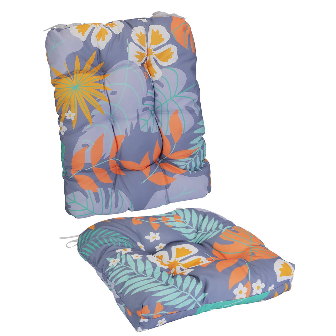 2-Piece Waterproof Rocking Chair Cushion Set — Oxford Cloth, Non-Slip Ties, Seat & Back Pad for Indoor & Outdoor Use (9 Colours)
