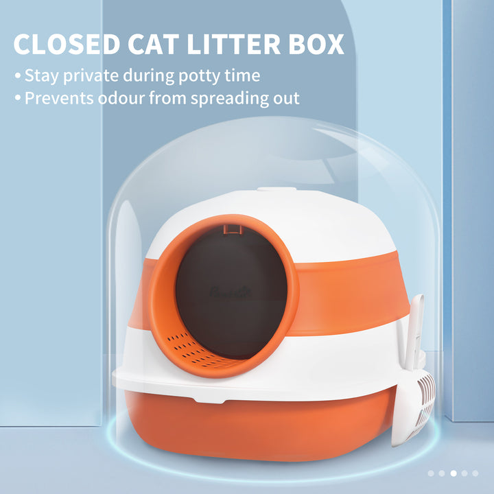 Enclosed Cat Litter Box with Scoop & Air Freshener – Foldable Covered Cat Toilet