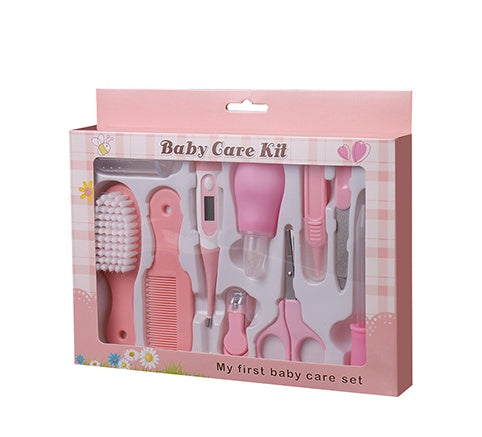 Baby 10-Piece Manicure & Care Kit — Infant Nail Clipper, Thermometer & Nasal Care Set (5 Colours)