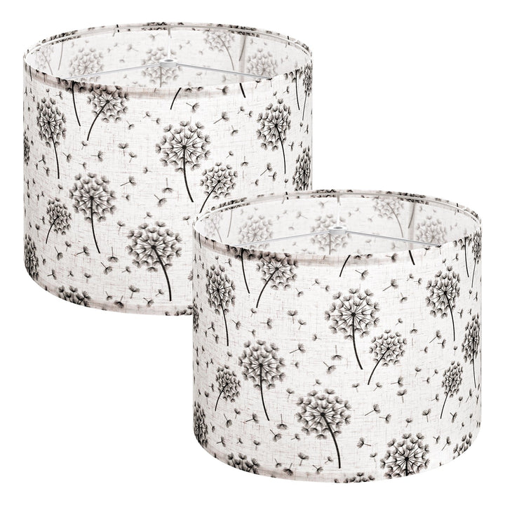 Drum Lamp Shade 2 Set, 13 In Top X 13 In Bottom X 10 In High, Medium Drum Linen Lampshade, Replacement Lamp Shade For Table Lamps Floor Lamps, Easy Assembly Required (Light Dandelion Pattern)