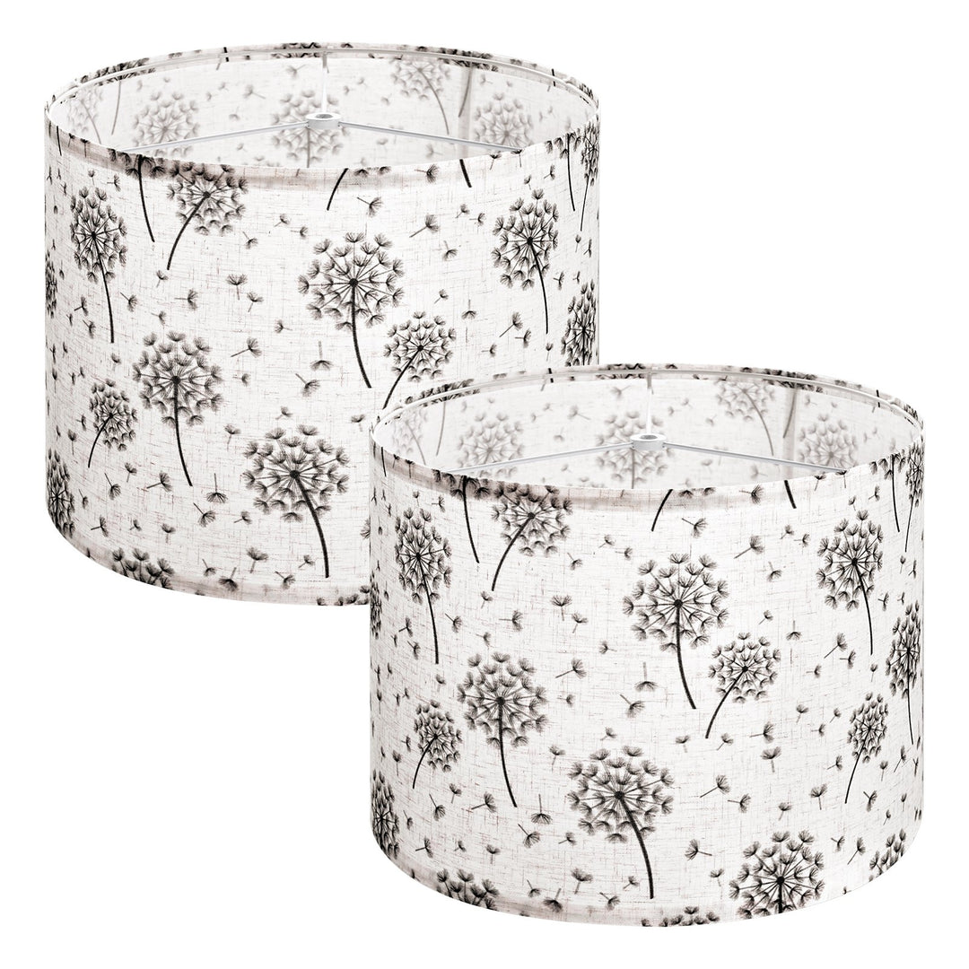 Drum Lamp Shade 2 Set, 13 In Top X 13 In Bottom X 10 In High, Medium Drum Linen Lampshade, Replacement Lamp Shade For Table Lamps Floor Lamps, Easy Assembly Required (Light Dandelion Pattern)