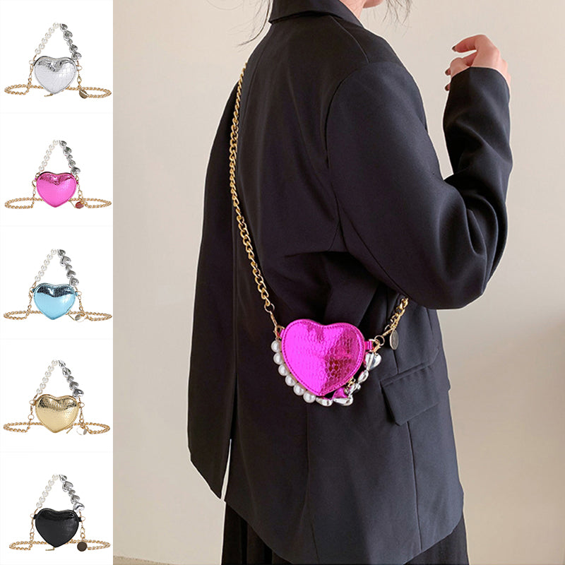 Mini Heart Pearl Handbag – Cute Chain Lipstick Shoulder Bag