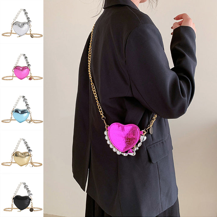 Mini Heart Pearl Handbag – Cute Chain Lipstick Shoulder Bag