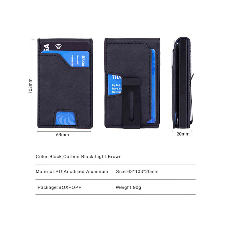 Men’s RFID Blocking Pop-Up Wallet – Slim Aluminum Card Holder with Money Clip