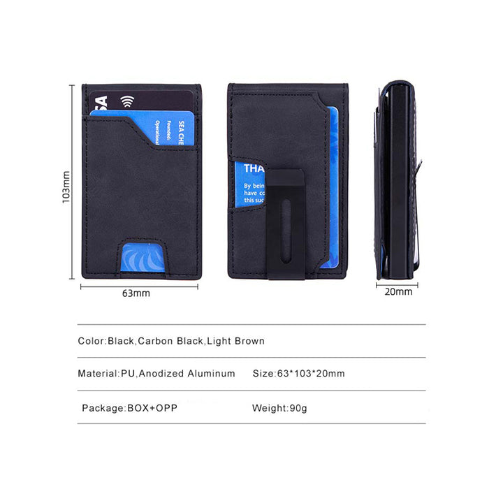 Men’s RFID Blocking Pop-Up Wallet – Slim Aluminum Card Holder with Money Clip