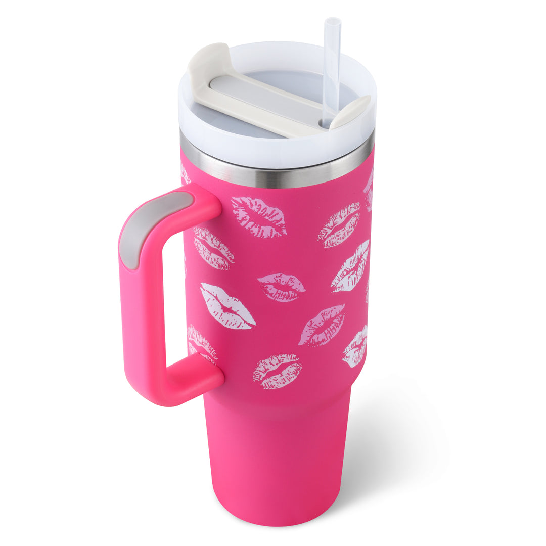 40 oz Insulated Tumbler with Handle & Straw — Stainless Steel Spill-Proof Vacuum Mug for Car, Gym, Office & Travel (30+ Colours)