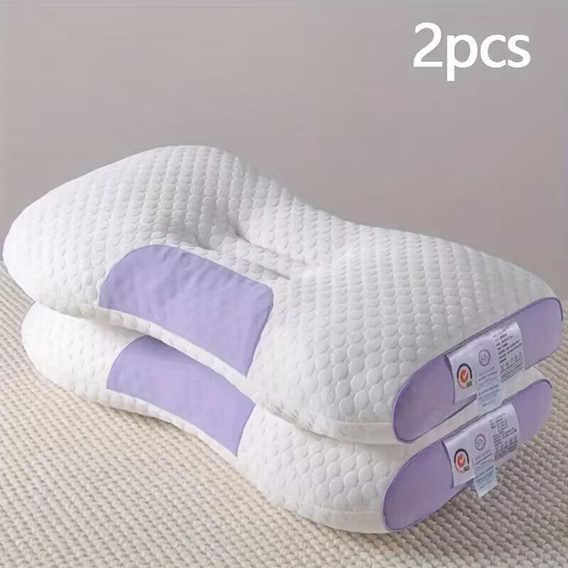 YBZ 3D Knitted Cotton Massage Pillow — Set of 2, Therapeutic Textured Surface, Purple, Pink & Yellow