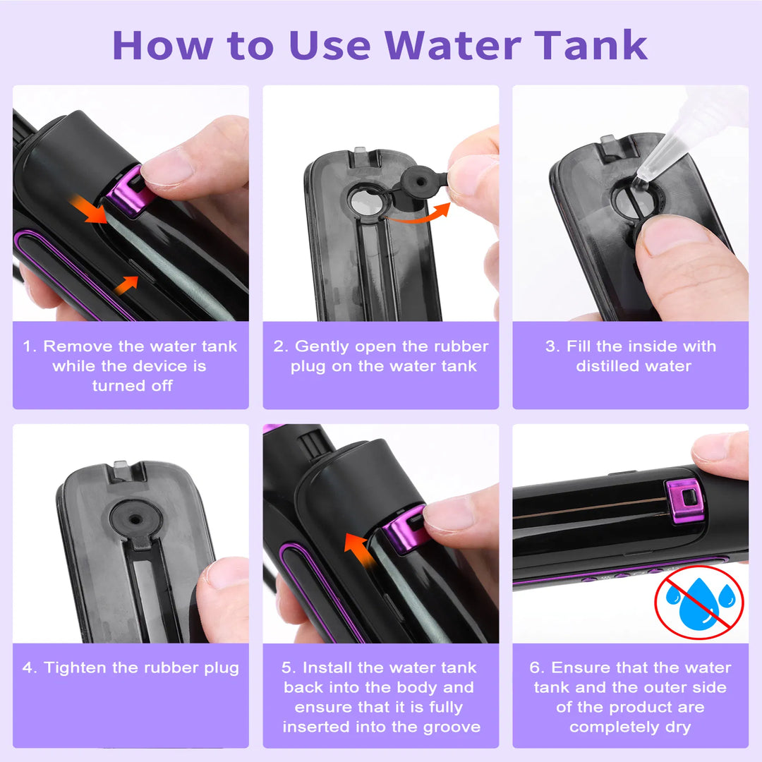 Professional Titanium Steam Flat Iron — 24-Hour Anti-Frizz, 300M Negative Ions, Smooth & Shine (Purple)