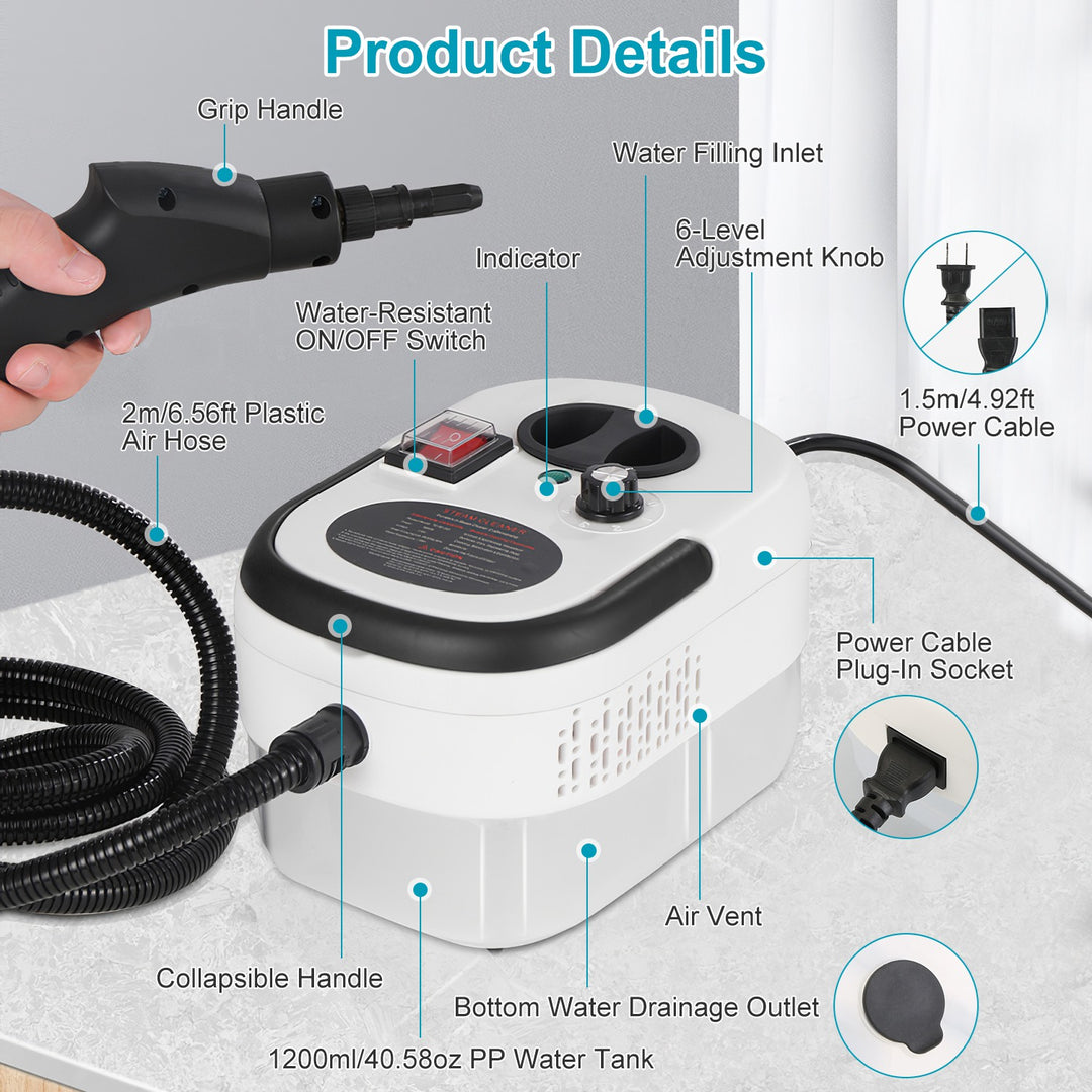 2500W High-Pressure Steam Cleaner | 6-Level Control | Multi-Surface Deep Clean