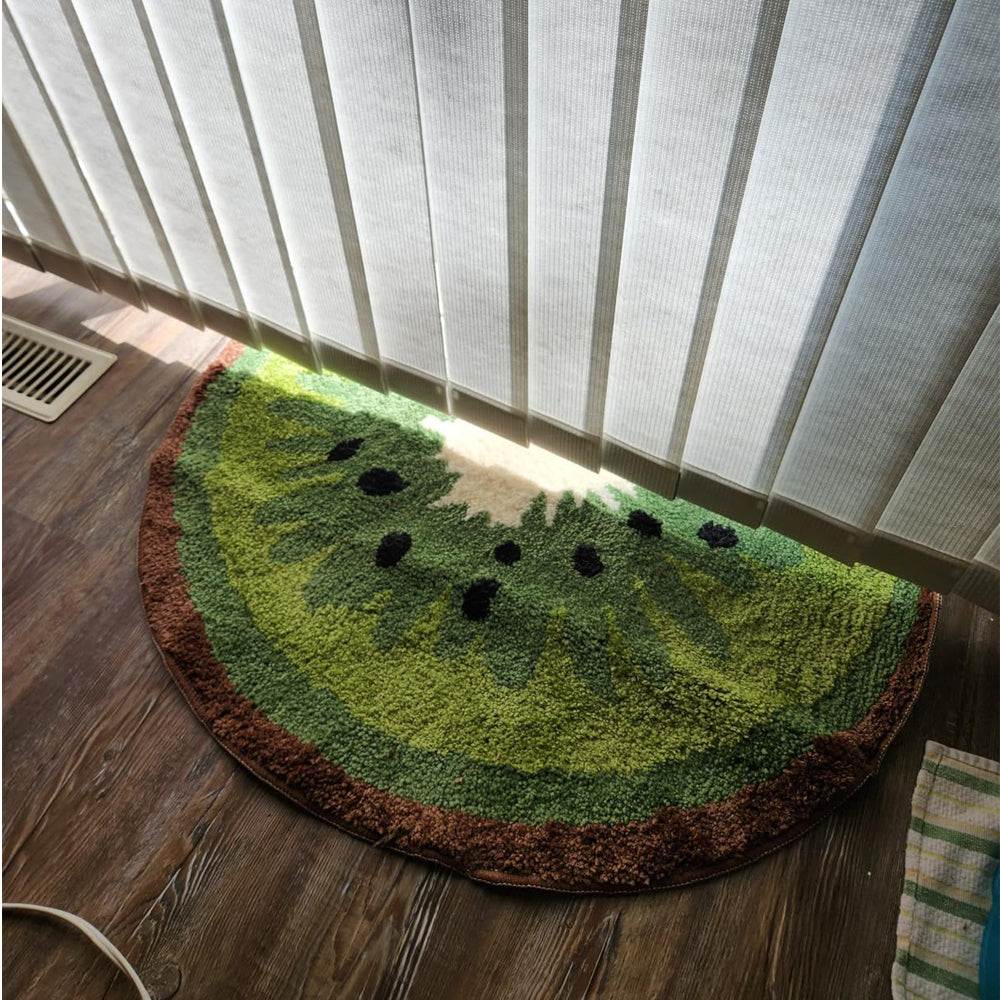 Kiwi Fruit Bathroom Rug — Cute Highly Absorbent Non-Slip Bath Mat with Kiwi Print (Green)