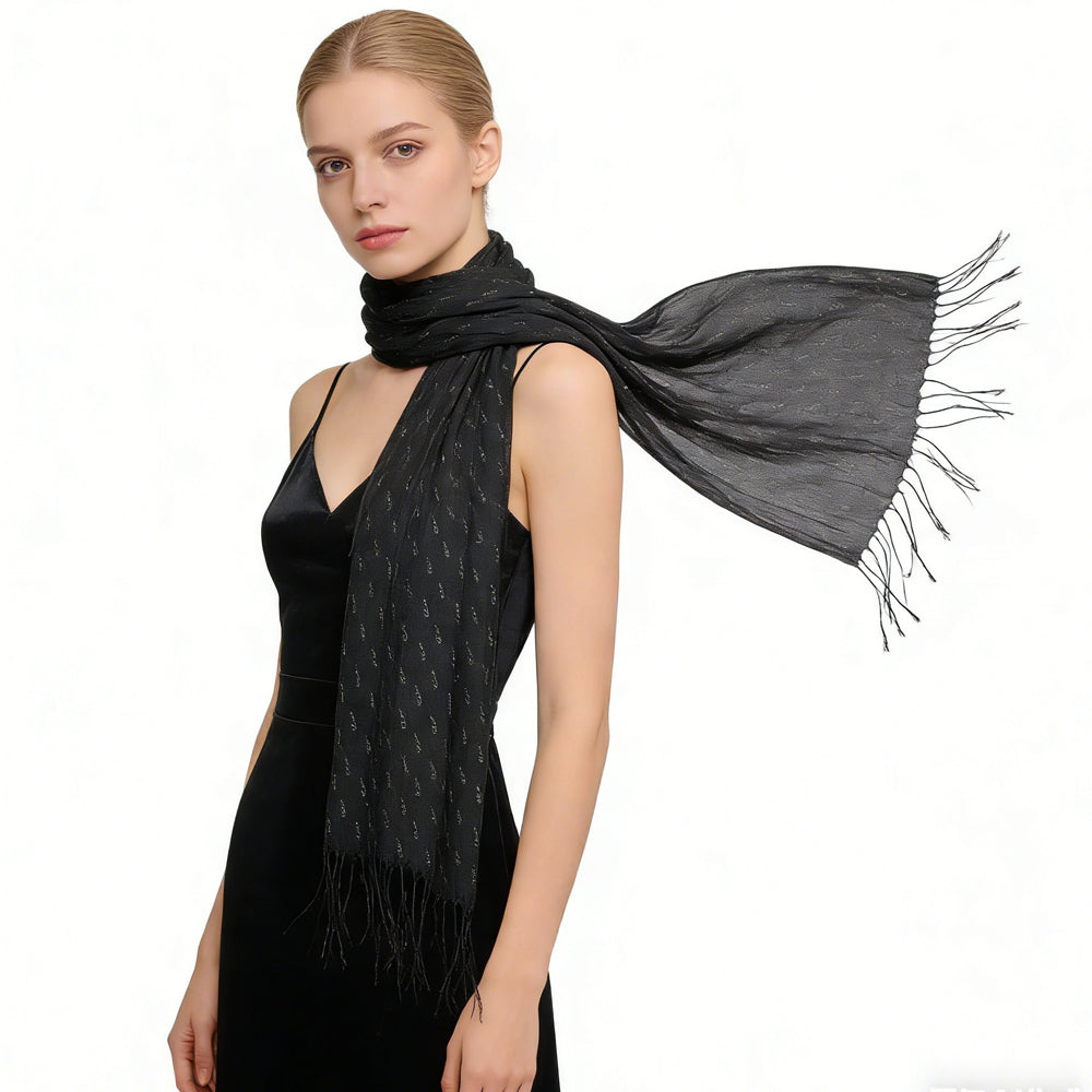 Elegant Abstract Evening Scarf,Black Printed Scarf,Versatile Everyday Scarf ,Pairs With All Casual Outfits,Office Appropriate Subtlety For Women Men