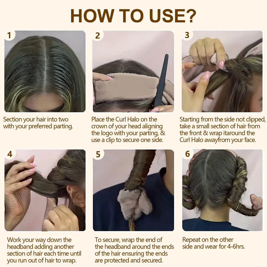 Satin Heatless Hair Curler — Overnight DIY Soft Wave Curls for All Hair Types (Coffee/Light Brown)