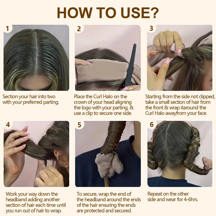 Satin Heatless Hair Curler — Overnight DIY Soft Wave Curls for All Hair Types (Coffee/Light Brown)