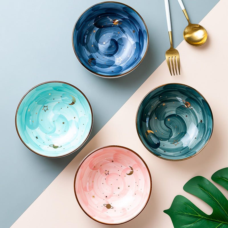 Ceramic Breakfast & Salad Bowl — Cute Eating Bowl for Home Kitchen, Multiple Colours