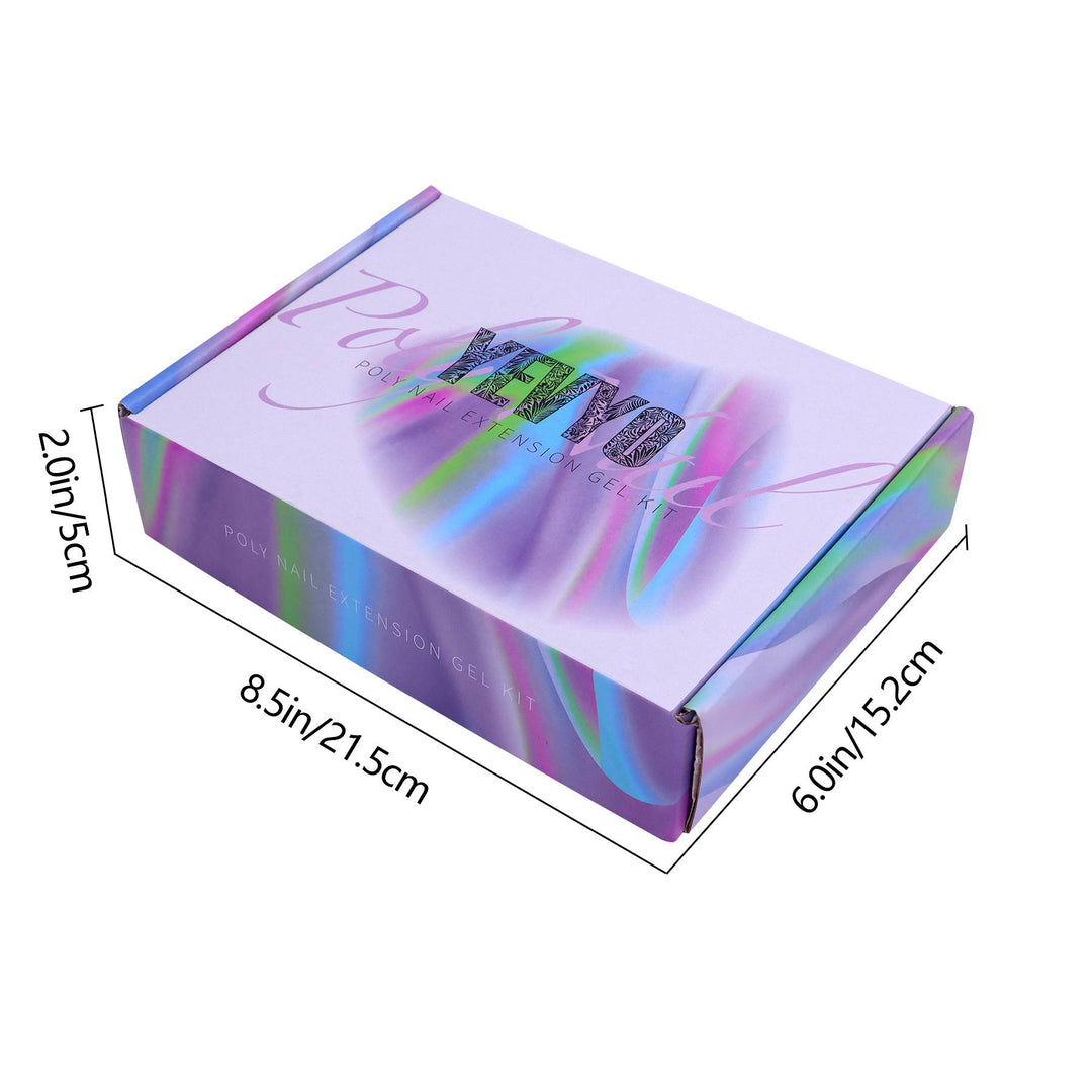 6-Piece Poly Gel Nail Extension Kit With UV Lamp — Builder Gel, 100 Dual Forms, Top & Base Coat