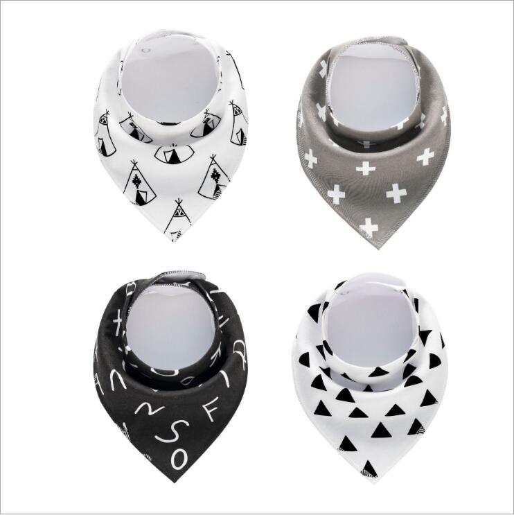 4-Pack Cotton Bandana Baby Bibs — Arrow, Wave & Triangle Print Burp Cloths (Multiple Sets)
