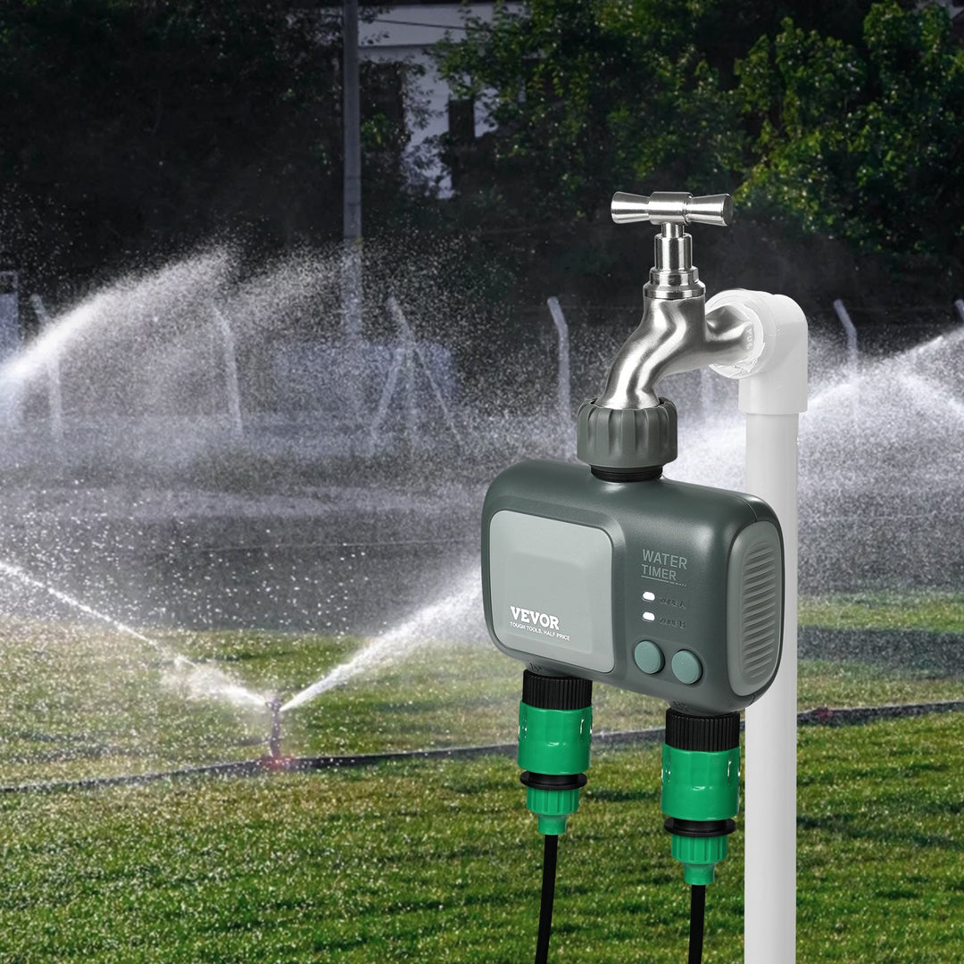 WiFi Smart Sprinkler Timer — 2-Outlet Hose Faucet Water Timer, App & Voice Control, Alexa & Google Compatible, IPX6 Waterproof