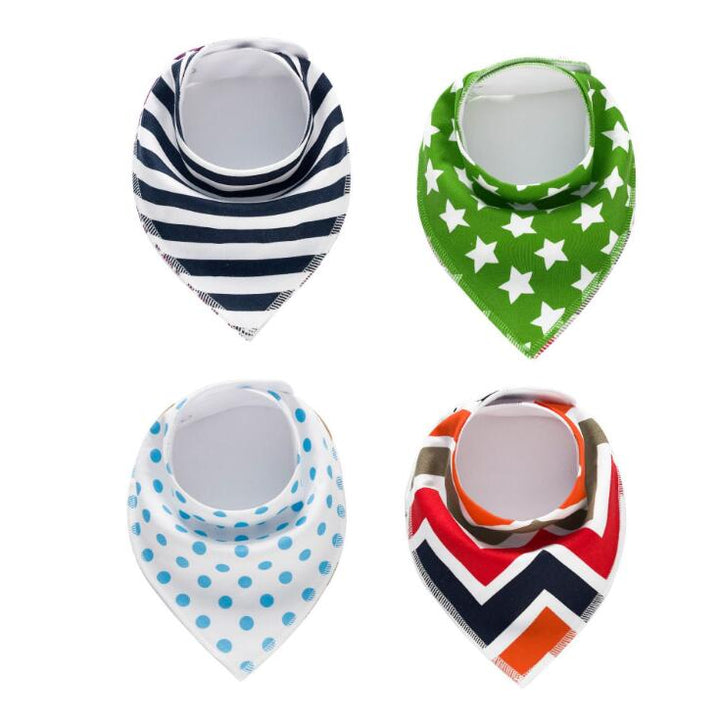 4-Pack Cotton Bandana Baby Bibs — Arrow, Wave & Triangle Print Burp Cloths (Multiple Sets)