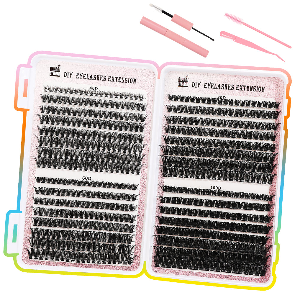 640-Cluster Lash Book Set — 32 Rows of Segmented Lash Fans, Style 1 & Style 2