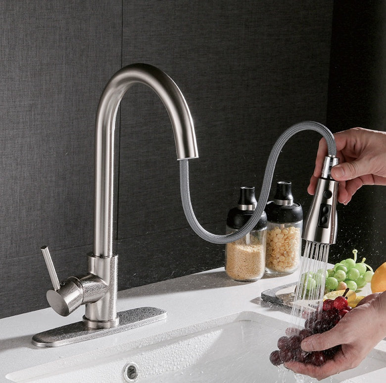 Stainless Steel Pull-Out Basin Mixing Faucet
