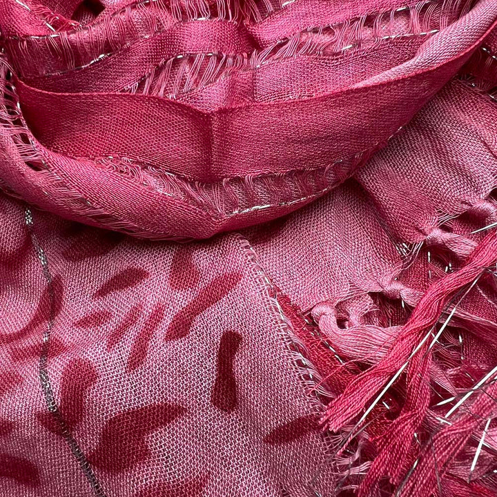 Long Boho Scarf,P Ink Leopard Scarf With Metallic Threads,vacation,daily Life,evening Party,Office Appropriate Subtlety For Women Men,for Casual Outfits