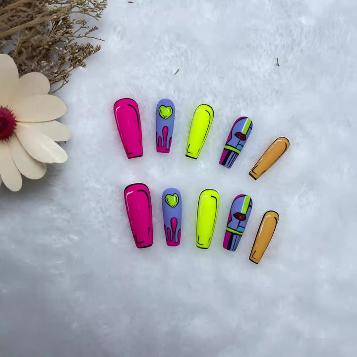 White Temperament Long Handmade Press-On Nails — Elegant Long Lift Shape