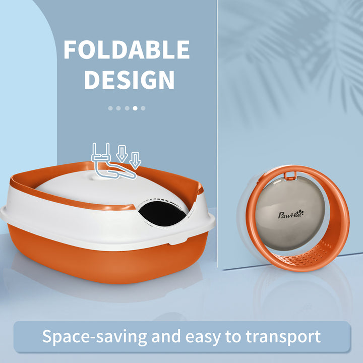 Enclosed Cat Litter Box with Scoop & Air Freshener – Foldable Covered Cat Toilet