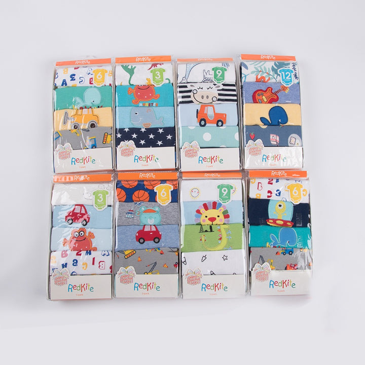 Baby Triangle Harmony Bandana Bibs — 5-Piece Set of Soft Cotton Drool Bibs (Random Colours)