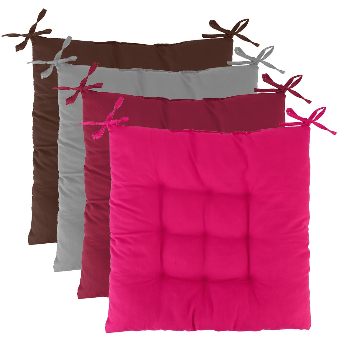 4-Piece Tie-On Chair Cushion Pads — 17.72×17.72 in Soft Square Seat Mats for Home, Office, Car & Travel (4 Colours)
