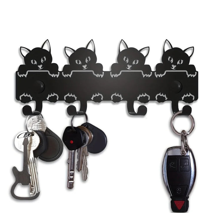 Cat Wall-Mounted Key Holder — Cute Metal Cat Key Hook for Entryway, Home & Office Organisation