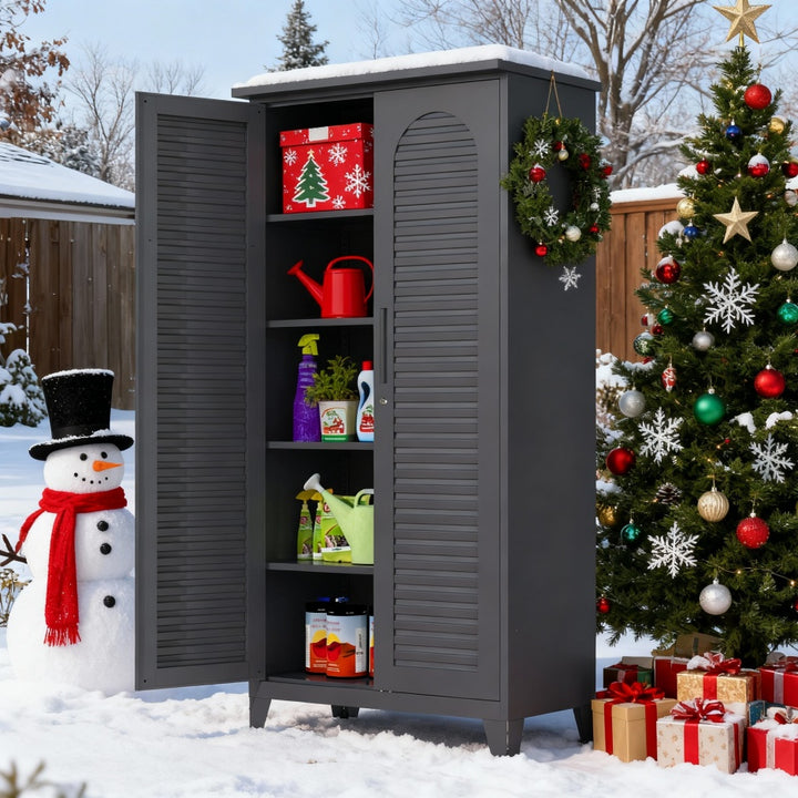 73in Tall Metal Tool Storage Cabinet — Full-Height Multi-Room Organiser for Garage, Warehouse, Garden & Office (Slate)
