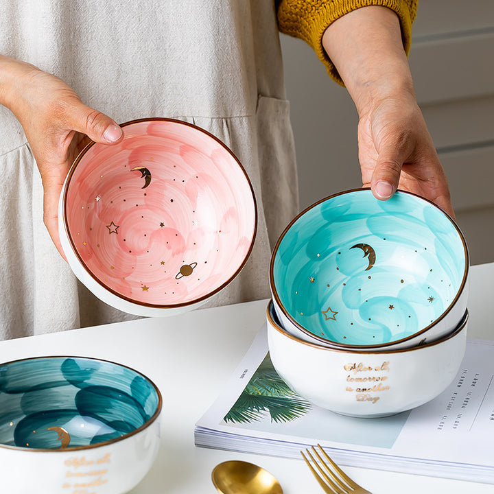 Ceramic Breakfast & Salad Bowl — Cute Eating Bowl for Home Kitchen, Multiple Colours